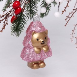 Ёлочная игрушка "Медвежонок-ёлочка" 7,5*5*12 см, розовый 916-0745
